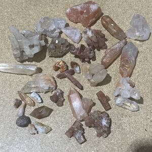 Hematoid Quartz Crystal Lot Red Quartz Points Clusters Raw Specimens Mixed